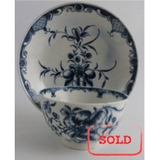 SOLD First Period Worcester Tea Bowl and Saucer, Painted Underglaze Blue with the 'Mansfield' Pattern, c1765-75 SOLD 